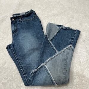 Rare Vintage Y2K Mudd Low Rise Flare Colorblock Leg Jeans Girls Size 14 Cotton